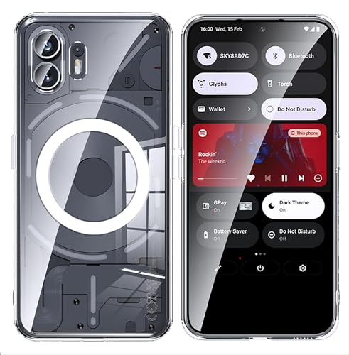 GIOPUEY Magnetische Handyhülle für Nothing Phone 2 Hülle, Case Kompatibel mit MagSafe, Transparent PC Zurück + TPU Bumper Stoßfeste Schutzhülle - Clear
