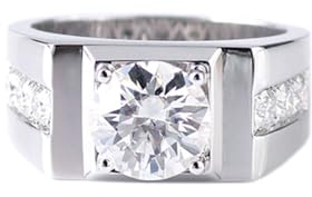 Männer Ringe Verlobung, Diamond Ring For Women Original 14K Größe 61 (19.4) 2 Moissanit 2Ct Rundschliff Weiß Personalisiert Für Valentinstag