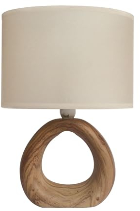 Licht-Erlebnisse Tischlampe Keramik Fuß Stoff Schirm H: 28 cm klein Braun Beige E14 Nachttischlampe Schlafzimmer Tischleuchte Wohnzimmer