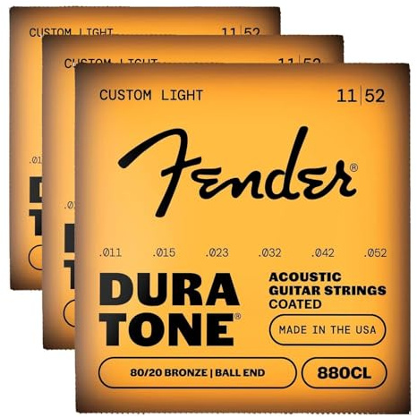 Fender 880CL Dura-Tone Acoustic Guitar Strings 11-52 (Pack of 3)