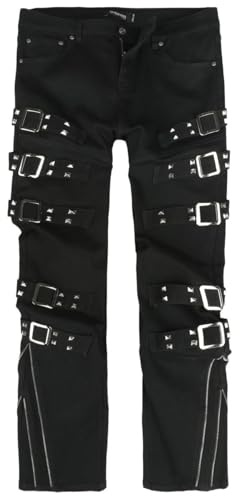 Gothicana by EMP Herren Schwarze Hose mit Nieten und Zier-Schnallen
