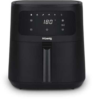 H.Koenig Friggitrice ad aria FRY840, Capacità 4L, Cucina fino a 6 persone, Regolabile 80-200°C, 5 Modalità di cottura, Timer 60min, 6 Programmi, Display touch screen