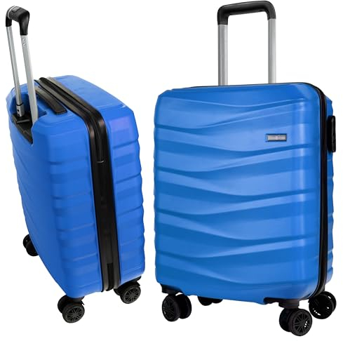 HANSEKOFFER Hartschalenkoffer mittelgroß · Koffer L · Reisekoffer mit Rollen · Trolley mit Teleskopgriff · Leicht · Rollkoffer mit Zahlenschloss · Atlantikblau