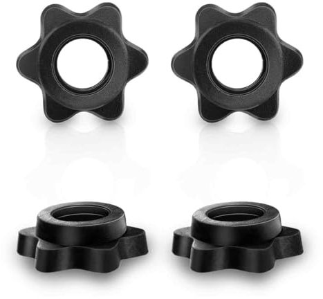 4Pcs Dumbbell Hex Nut Barbell Bar Hexagon Nuts Dumbbell Clips for Dumbell Weight Lifting Fitness Training black