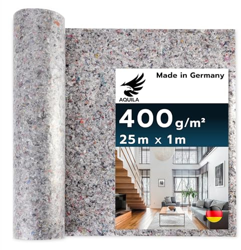 AQUILA Profi Malervlies 25m x 1m, Extra Dick, 400 g/m², Kein Durchsickern, hochwertiges Abdeckvlies zum Streichen, Schutz für Böden & Möbel, rutsch- & reißfest, Made in Germany