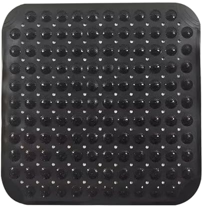 Tapis De Douche Antidérapant, 48 x 48 cm Tapis Anti Dérapant avec Ventouses, Tapis de Bain Carré Antidérapant à Ventouses, Tapis de Douche de Massage Antidérapant, Lavable en Machine, Carré, Noir