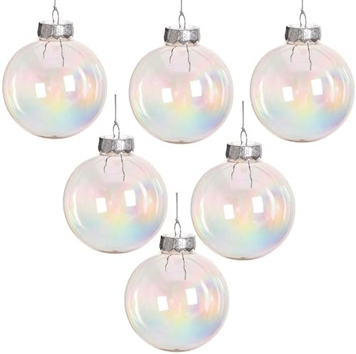 6pcs Auffällig Christbaumkugeln aus Plastik 10cm christbaumkugeln klar Klar Weihnachtskugeln Rund Kugeln Befüllbare DIY Weihnachten Deko zum Befüllen als Christbaumschmuck (6, 10cm)