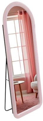 SensaHome Miroir sur Pied rembourré Ovale - Miroir Pleine Longueur en Velours suédé - 60x160 - Rose