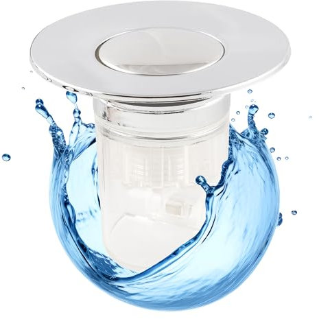 DoppiaEnne Tappo Lavandino Bagno Universale per Bidet Vasca e Lavabo - Saltarello Lavandino con Chiusura Automatica a Molla Anti Odori - 35/40mm