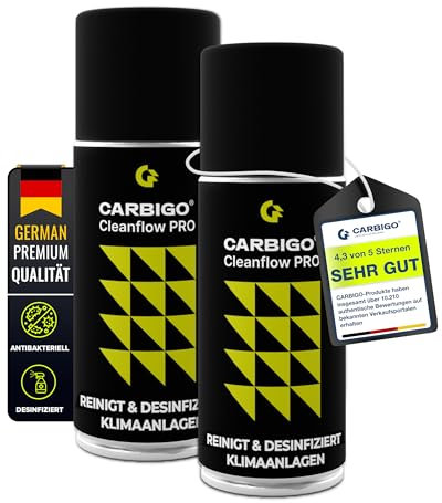 Carbigo® Klimaanlagen Desinfektion Auto I Geruchsneutralisierer Auto gegen Gerüche in 15 min I Auto Geruchsentferner antibakteriell I Klimaanlagenreiniger desinfizierend 100ml, Zitrus (2X Set)