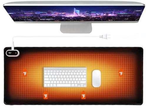 Heated Desk Pad, Heated Mouse Pad- 31.5 x 13 inch, Heated Desk Mat, Desk Warmer with 5 Heat Levels & Auto Shut-Off - Ideal for Office and Home (Black)