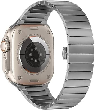 Correa de titanio compatible con Apple Watch Ultra 2 de 49 mm, 46 mm, 45 mm, 44 mm, correa de repuesto duradera y ligera de titanio para iWatch Series 10, 9, 8, 7, 6, 5, 4 SE, Medium, Titanio, No es