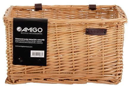 AMIGO Fahrradkorb 26 Liter - Lenkenkorb auf Weide - Natur