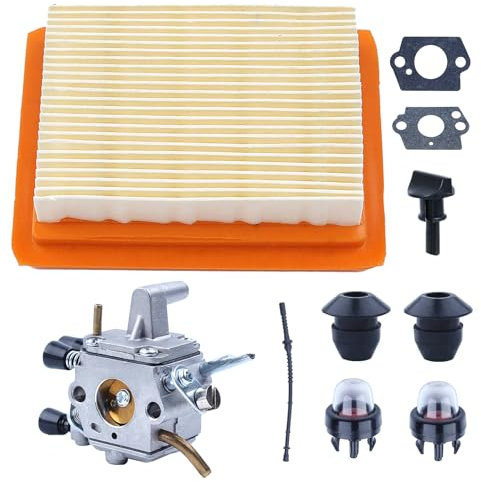 Adefol Set Carburatore per Stihl FS120 FS200 FS020 FS202 FS300 FS350 Decespugliatore, Carburatore con Guarnizione, Filtro dell'Aria, Tubo del Carburante, Pompa per Pompetta Primer