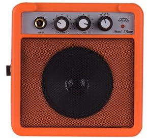 5W Mini Guitar Amplifier Amp Speaker with 3.5mm & 6.35mm Inputs 1/4 Inch Output Supports Volume Tone Adjustment Overdrive(Orange)