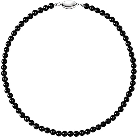 LKJAUOZ 1 Stück Edelstein Kugelkette Verschluss,6mm Kugeln Karabinerverschluss,Hochwertige Kette,turmalin kette,Schwarze Glasperlenkette,Schwarze Perlenkette,Glasperlenkette