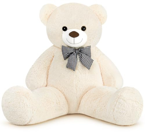 Sausudols XXXL Teddybär Großer Bär 140 cm groß Riesen Teddy Bär Stofftier Plüschtier Kuscheltier Geschenk für Kinder Freundin Beige