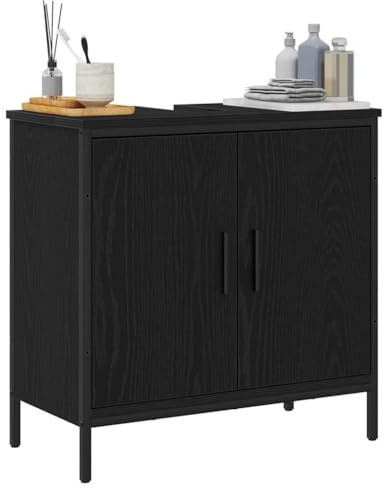 vidaXL Waschbeckenschrank Schwarz Eichen-Optik 60 x 30 x 60 cm | Cooler und stilvoller Look für jedes Zimmer, Designed, um dem Alltag standzuhalten,
