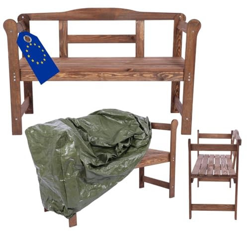 MODO24 Gartenbank aus Holz, Schutzhülle aus PVC, Parkbank, Gartenmöbel, Sitzbank, Bank Friesenbank, Holzbank, 2-Sitzer, In- & Outdoor, FSC-Holz, Abmessungen 46x118x78 cm, Farbe: Braun