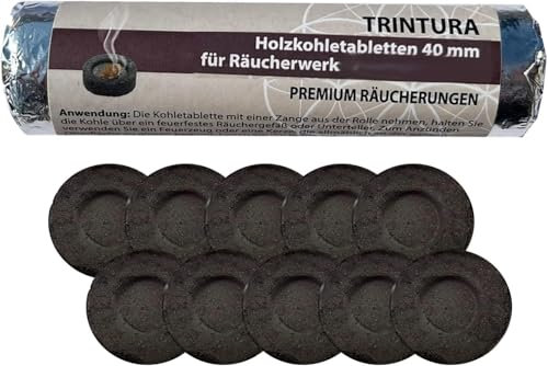 Räucherkohle zum Räuchern selbstzündende Kohle Kohletabletten für Weihrauch Räucherpfanne und Weihrauchbrenner geeignet (Ø 33 mm)