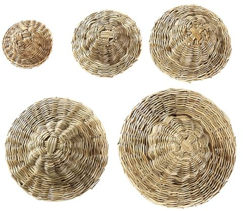 Holibanna 5Pcs Mini Hand Knitted Straw Hats for Doll Costumes and DIY Crafts Decorative Accessories for Photo Props School Projects and Home Decor
