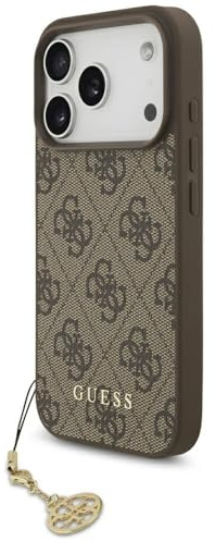 CG MOBILE Guess 4G Charms Collection Compatible with MagSafe Case for iPhone 17 Pro (Brown)