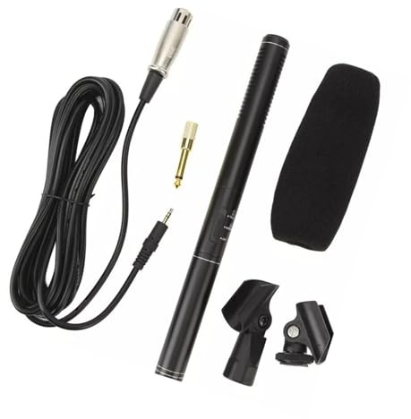 Tbest Professional Microphone XLR Camera with Windscreen for DSLR Camcorder Video Recording ABS Metal Construction 22x275mm