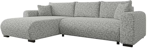 Mirjan24 Ecksofa Merkos, Eckcouch, Couch mit Schlaffunktion und Bettkasten, Wohnlandschaft, Bettfunktion L-Form Sofa, Ottomane universell (Bella 65)