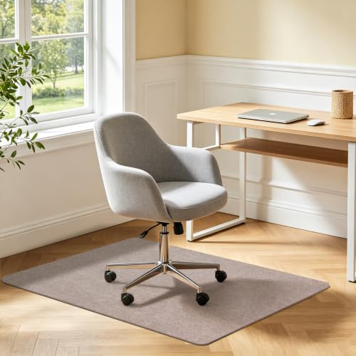 Office Chair Mat for Hard Floors, 120x90 cm Non-Slip Floor Protector for Office Chair, Anti-Scratch Desk Chair Mat for Home Office, Easy Glide, Low-Pile Computer Chair Mat (Brown)