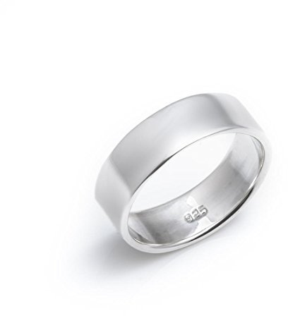 Silverly Zigarrenring aus Sterlingsilber | Daumenringe mit Flachem Rand und Breitem Ehering Unisex | Eheringe aus Poliertem 925er Silber für Sie und Ihn | Minimalistischer Klassischer Schmuck