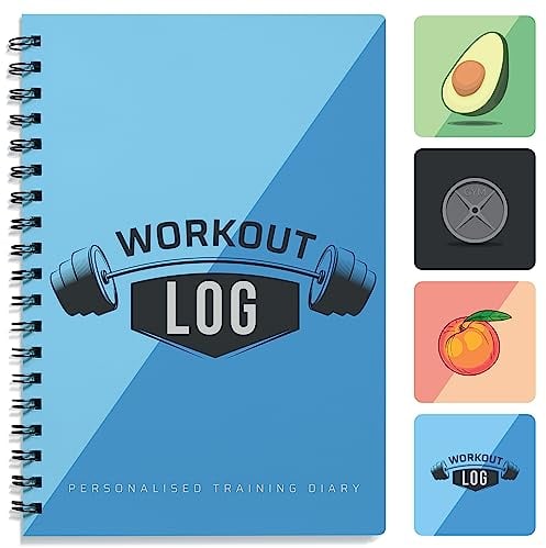 Workout Planner for Daily Fitness Tracking & Goals Setting - A5 Size, 6” x 8”, Azure Blue - Improved Thicker Cover - Men & Women Personal Home & Gym Training Diary - Log Book - by Workout Log Gym