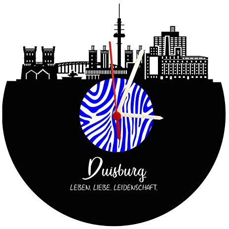 bigcopy e.K. Wanduhr Duisburg Skyline, Zebra, hochwertige Acrylglas Uhr mit Quarzwerk