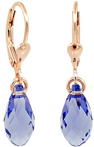 Ohrringe Rosegold Lila Tropfen Markenkristalle 925 Sterling Silber NOBEL SCHMUCK