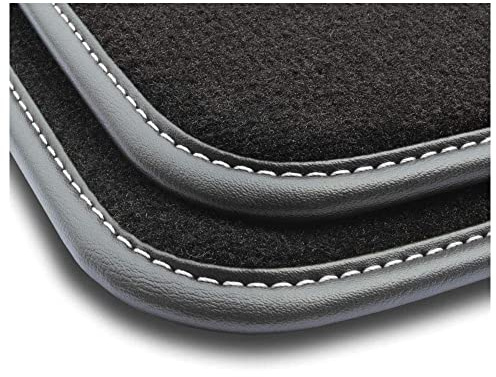 MOTOS Velours Premium Velours-Fußmatten passend für Volkswagen T5 2003-2015 - Premium, Leder, Weiß fußmatten Auto - Erleben Sie neuen Fahrkomfort mit einem Velours-Auto fußmatten Satz für Ihr Auto