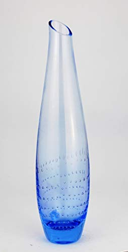 Holmegaard Per Lutken Glas Vintage Retro Glasvase - 50/60 Jahre - Masse: 356 gr. 25 cm hoch und 5,5 cm Durchmesser. Farbe: Blau - Blasen - Artikel aus zweiter Hand