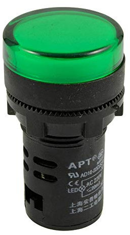 Mangen Voyants indication panneau pilote LED AC 220V Vert Mont 7/8 pouce 22mm 2 Pièces