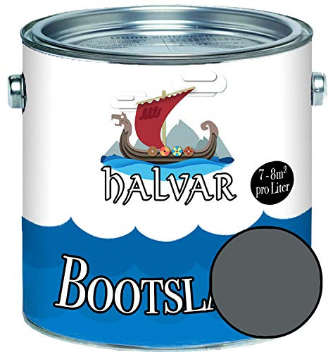 Halvar 2-K GLÄNZEND Yachtlack Grau RAL 7000-7047 Bootslack für GFK/Polyester/Kunststoff 2-Komponenten Lack inkl. Härter (1 L, RAL 7012 Basaltgrau)