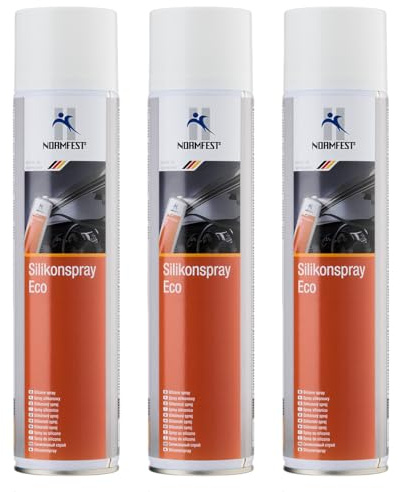 Normfest Silikonspray ECO – Pflege- & Gleitmittel für Kunststoff & Gummi | Schutz vor Quietschen, Anfrieren & Versprödung | Wasserabweisend & temperaturbeständig –25°C bis +80°C, 3x 600ml