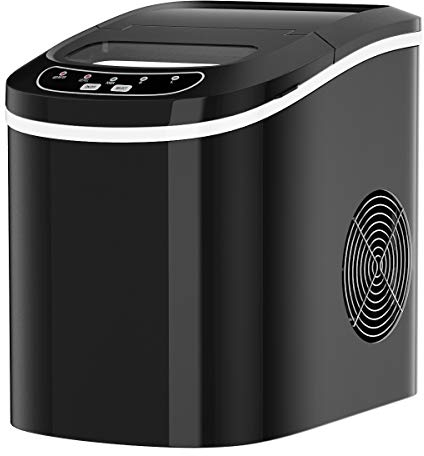 GOPLUS Machine à Glaçons 12 kg en 24 h, 9 Glaçons par 6-13 Minutes, Réservoir 2,2L, 24,2 x 35,8 x 32,8CM (Noir)