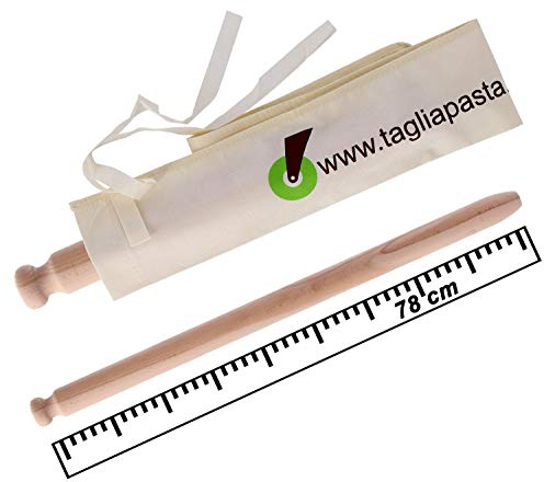 Mattarello in Legno di Faggio con Custodia in Tessuto Non Tessuto Idrorepellente | Lunghezza 78 CM e Diametro 4.6 CM | Mattarello Stendi Pasta Fresca | qualità Tagliapasta.Com | Made in Italy