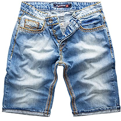 Rock Creek Jeans Shorts Herren Kurze Hose Denim M68 | Herren Jeansshorts aus Denim mit markanten Nähten, kurze Jeanshose und Bermuda für Alltag, Freizeit, Urlaub und Sommer