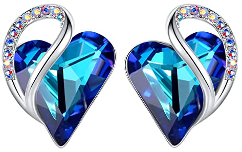 Leafael Infinity Liebe Herz Geburtsstein Ohrringe für Frauen, Kristall-Ohrstecker mit Premium-Kristallen, Allergie-freien Schmuck für Frauen mit Geschenk-Box, Silber-Ton Geburtsstein damenohrringe