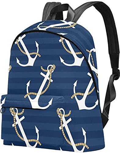 Anmarco Rucksack mit maritimem Anker, Seestern, Seepferdchen, Blumenmuster, für Herren und Damen, leichter Reiserucksack, Schulrucksack, lässiger Tagesrucksack, Nautischer Anker,
