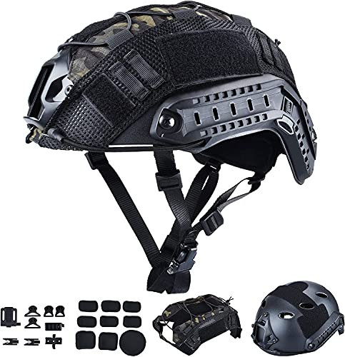 Taktischer Air Gun Paintball PJ Fast Helm Mit Helmüberzug, Mit Seitenschienen Und NVG-Halterung, Verwendet Für Outdoor-Sport-Jagd- Und Schießschutzausrüstung, 22''-26''