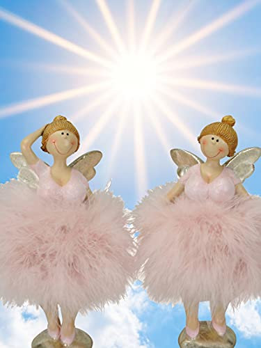 Pommerntraum ® | 2 mollige Schutzengel Molly-Engel Glücksengel Weihnachtsengel Nana Engel üppige Damen Ladies Rubensengel Rubensfiguren (2-er Set rosa - 18 cm)
