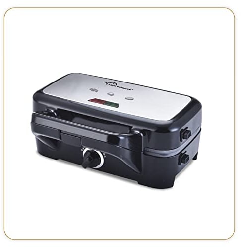 LITTLE BALANCE 8368 Speed'n Mixt 1200, Gaufrier 2 en 1, Gaufres, Croques, Grill, Plaques amovibles, Sans PFAS,1200 W, Noir Inox