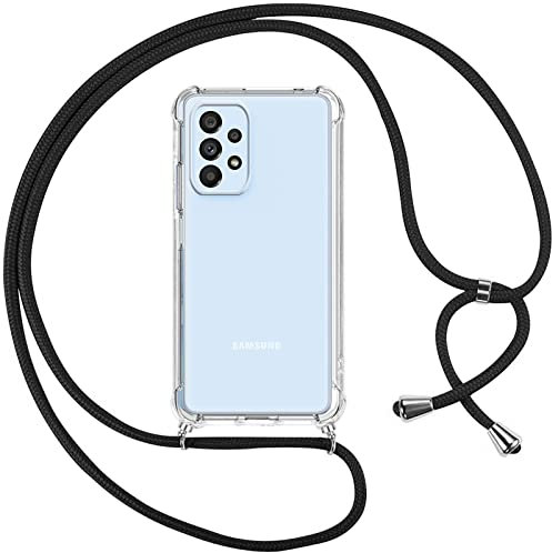 Pnakqil Collier Cordon Coque pour Samsung Galaxy A53 5G,avec Cordon Réglable Lanyard Housse Transparente Silicone Anti-Chute Etui Compatible avec Samsung A53 5G,Ètuis à Bandoulière,Noir