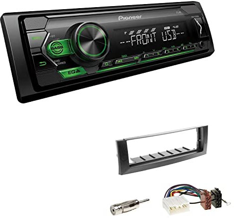 Pioneer MVH-S120UBG 1-DIN Autoradio mit grüner Beleuchtung und USB kompatibel mit Android-Smartphones inkl. Einbauset passend für Mitsubishi Colt und Colt CZC Cabriolet 2004-2009 dunkelgrau