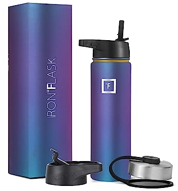 Insulated Water Bottle with Straw - 650/950/1200/1800 ml - Leakproof Double-Walled Stainless Steel Metal Drink Flask BPA-Free - Sports Travel Gym Camping Hiking Kids
