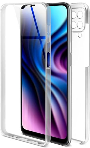 ONEFLOW Touch Case für Samsung Galaxy A12 Hülle 360 Grad Komplett Schutz beidseitig, Handyhülle mit Displayschutz, TPU Schutzhülle durchsichtig vorne und hinten stoßfest, Klar
